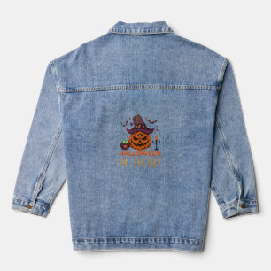 Halloween Is Hier Pompoen Heksenhoed Magische Kete Denim Jacket