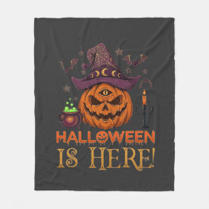 Halloween Is Hier Pompoen Heksenhoed Magische Kete Fleece Deken