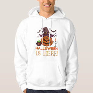 Halloween Is Hier Pompoen Heksenhoed Magische Kete Hoodie