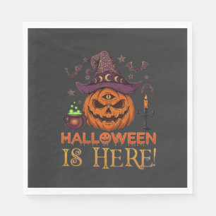 Halloween Is Hier Pompoen Heksenhoed Magische Kete Servet