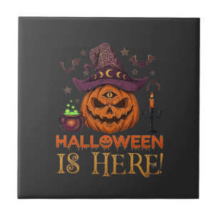 Halloween Is Hier Pompoen Heksenhoed Magische Kete Tegeltje