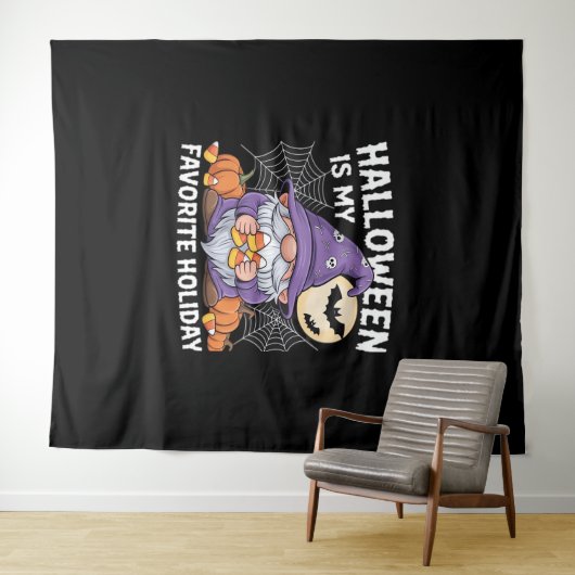 Halloween is mijn favoriete vakantie pompoen Snoep Wandkleed (In Situ (horizontaal))