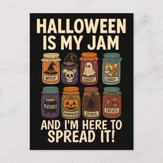 Halloween is mijn jam - Grappig Spooky Jar Design Feestdagenkaart (Voorkant)