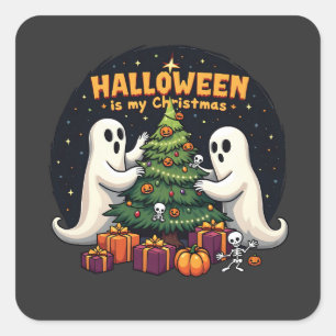 Halloween is mijn kerst grappige geest kerstman vierkante sticker