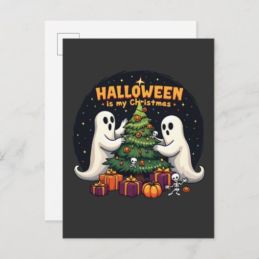 Halloween is mijn Kerstmis Grappige Geest Xmas Ker Aankondigingskaart (Voorkant / Achterkant)