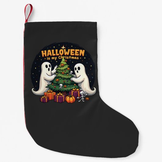Halloween is mijn Kerstmis Grappige Geest Xmas Ker Kleine Kerstsok (Voorkant)