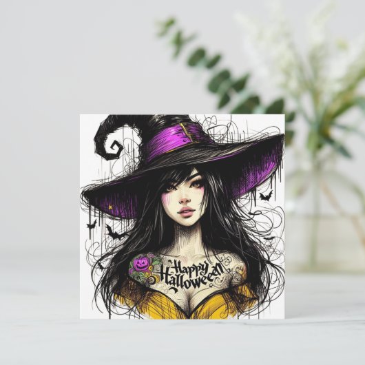 Halloween is nog veel gekker geworden met 'Happy H Feestdagenkaart (Staand voorkant)