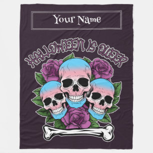 Halloween is Queer, schedels in transgender kleure Fleece Deken