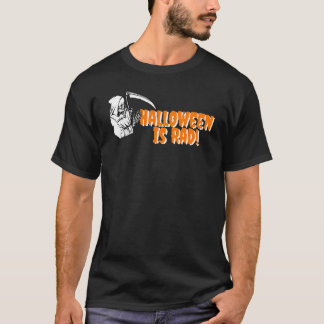 Halloween is Rad Oranje Text Grim Reaper T-shirt