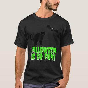 Halloween Is Zo Leuk Zwarte Kat Vleermuis Groen T-shirt