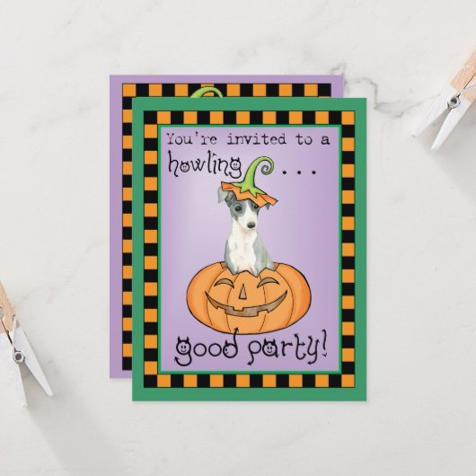 Halloween Italy Greyhound Kaart (Voorkant / Achterkant in situ)