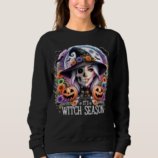 Halloween-"It's Witch Season" - Sweatshirt Donker (Voorkant)
