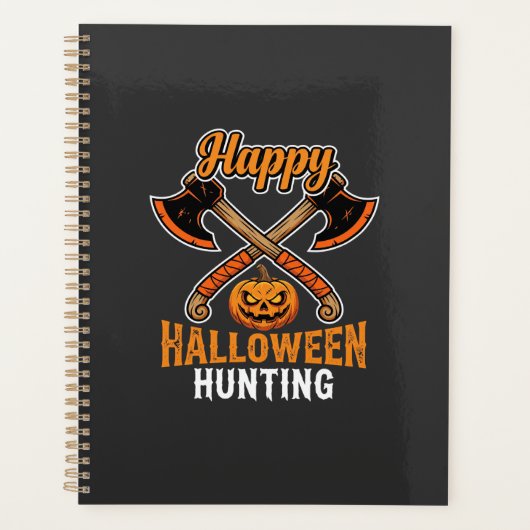Halloween Jacht Gekruiste Bijlen Jack O Lantern Planner (Voorkant)