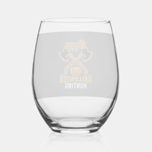 Halloween Jacht Gekruiste Bijlen Jack O Lantern Wijnglas Zonder Voet