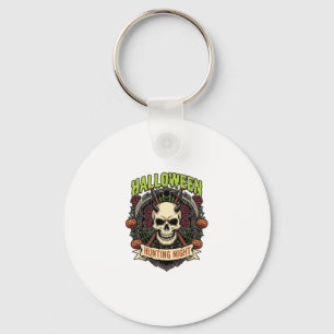 Halloween Jacht Nacht Gehoornde Schedel Rozen Pomp Sleutelhanger