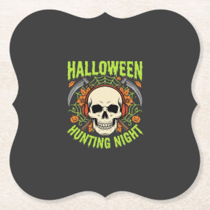 Halloween Jacht Nacht Schedel Zeis Vector Ontwerp Kartonnen Onderzetters