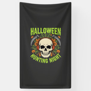 Halloween Jacht Nacht Schedel Zeis Vector Ontwerp Spandoek
