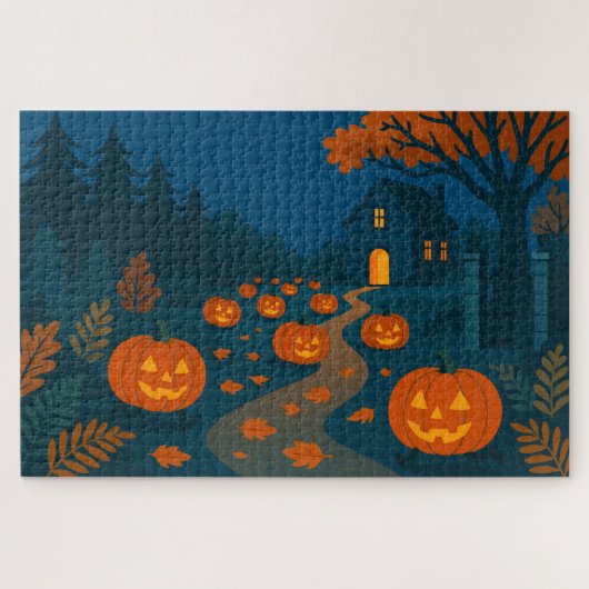 Halloween jachtpompoenen legpuzzel (Horizontaal)
