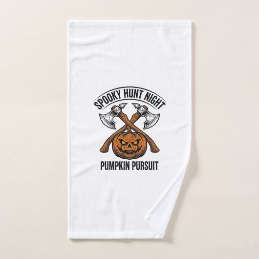 Halloween-jachtshirt met pompoenbijlen_1 handdoek (Handdoek)