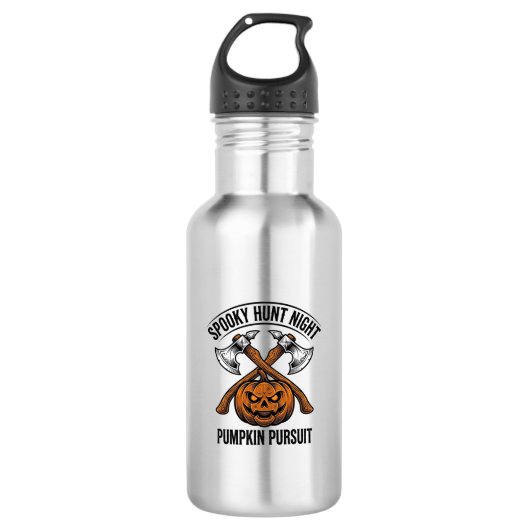 Halloween-jachtshirt met pompoenbijlen_1 waterfles (Voorkant)