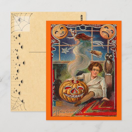  Halloween Jack-0-Lantern en Boy Briefkaart (Voorkant / Achterkant)