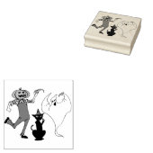 Halloween Jack O lantaarn Black Cat Ghost Rubberstempel (Gestempeld)