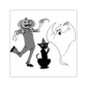 Halloween Jack O lantaarn Black Cat Ghost Rubberstempel (Afrduk)