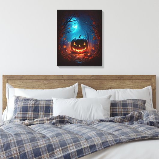 Halloween jack o lantaarn canvas afdruk (Insitu (Slaapkamer))