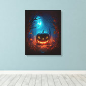 Halloween jack o lantaarn canvas afdruk (Insitu (Houten vloer))