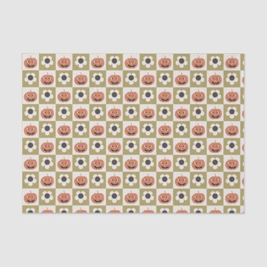 Halloween Jack-o-lantaarn en daisy dambord Tissuepapier (Voorkant)