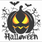 Halloween Jack-o-lantaarn en vleermuizen Sticker (Voorkant)