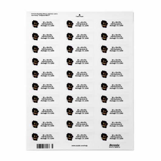 Halloween Jack-O-Lantaarn Face Address Label (Full Sheet)