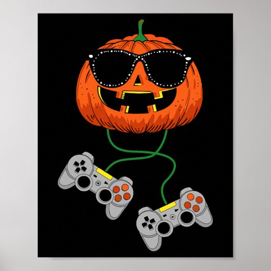 Halloween Jack O lantaarn gamer jongens Kinder Man Poster (Voorkant)