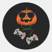 Halloween Jack O lantaarn gamer jongens Kinder Man Ronde Sticker (Voorkant)