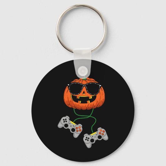 Halloween Jack O lantaarn gamer jongens Kinder Man Sleutelhanger (Voorkant)