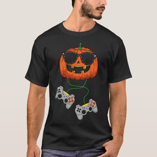 Halloween Jack O lantaarn gamer jongens Kinder Man T-shirt (Voorkant)
