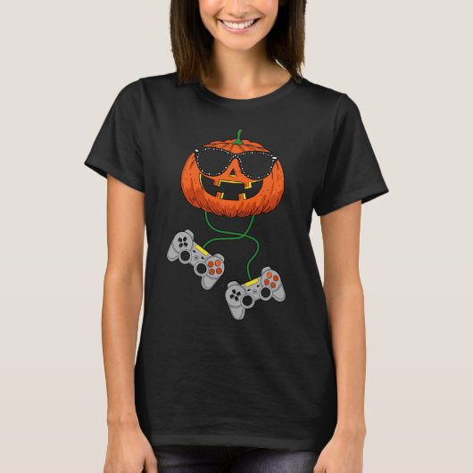 Halloween Jack O lantaarn gamer jongens Kinder Man T-shirt (Voorkant)