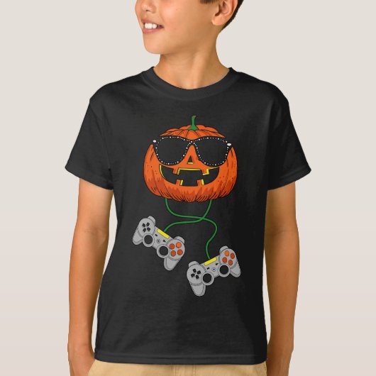 Halloween Jack O lantaarn gamer jongens Kinder Man T-shirt (Voorkant)