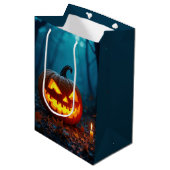 Halloween Jack-o-lantaarn in Bos Medium Cadeauzakje (Voorkant Gekanteld)