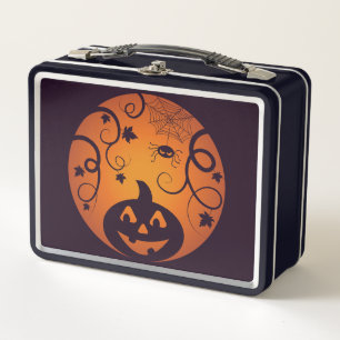 Halloween Jack o lantaarn pompoen gezicht en spin