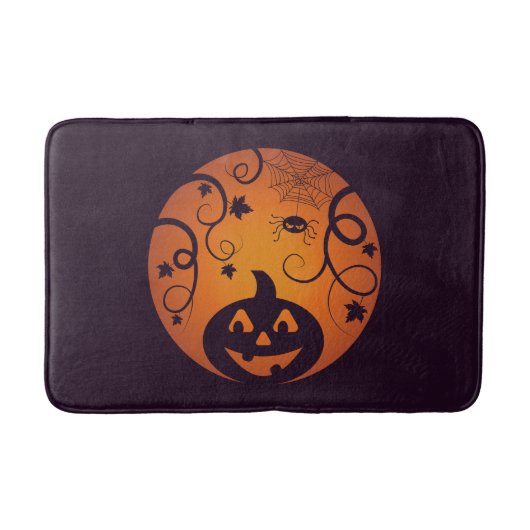 Halloween Jack o lantaarn pompoen gezicht en spin Badmat (Voorkant)
