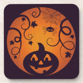 Halloween Jack o lantaarn pompoen gezicht en spin Bier Onderzetter (Voorkant)