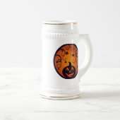 Halloween Jack o lantaarn pompoen gezicht en spin Bierpul (Voorkant rechts)