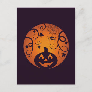 Halloween Jack o lantaarn pompoen gezicht en spin Briefkaart