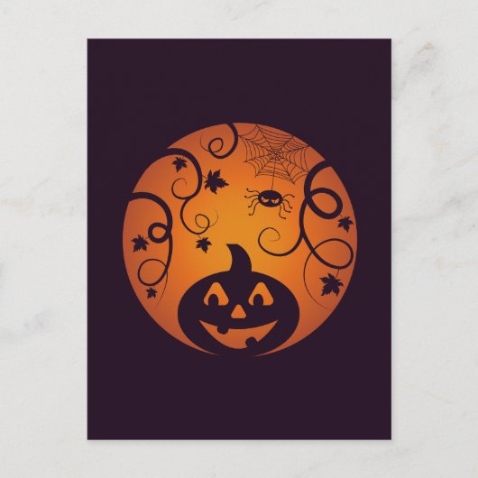 Halloween Jack o lantaarn pompoen gezicht en spin Briefkaart (Voorkant)