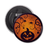 Halloween Jack o lantaarn pompoen gezicht en spin Button Flesopener (Voorkant)