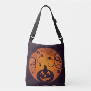 Halloween Jack o lantaarn pompoen gezicht en spin Crossbody Tas