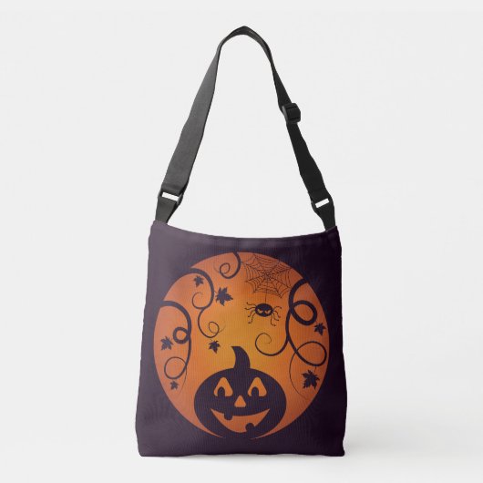 Halloween Jack o lantaarn pompoen gezicht en spin Crossbody Tas (Voorkant)