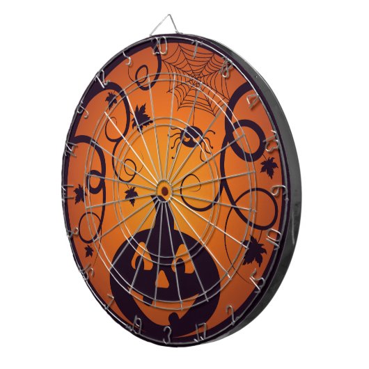 Halloween Jack o lantaarn pompoen gezicht en spin Dartbord (Voorkant Rechts)
