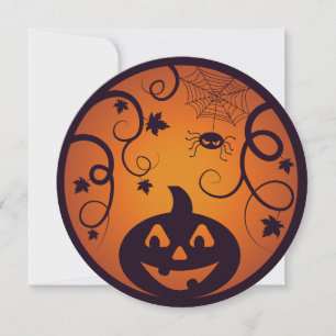 Halloween Jack o lantaarn pompoen gezicht en spin Feestdagenkaart
